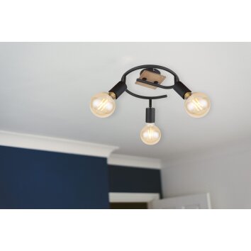 Globo MARTHA Ceiling Light Light wood, black, 3-light sources