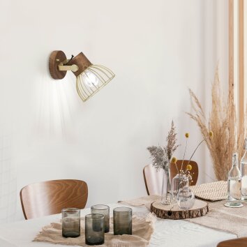 Leuchten-Direkt ALAMI Wall Light Dark wood, 1-light source
