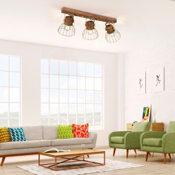 Leuchten-Direkt ALAMI Ceiling Light Dark wood, 3-light sources