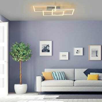 Leuchten-Direkt LOLASMART-MAXI Ceiling Light LED brushed steel, 3-light sources, Remote control, Colour changer