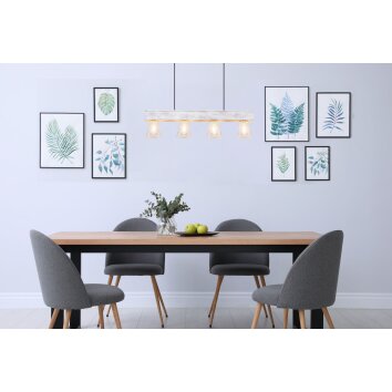 Globo CHARLY Pendant Light Light wood, 4-light sources