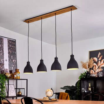 MALABE Pendant Light Dark wood, black, 4-light sources