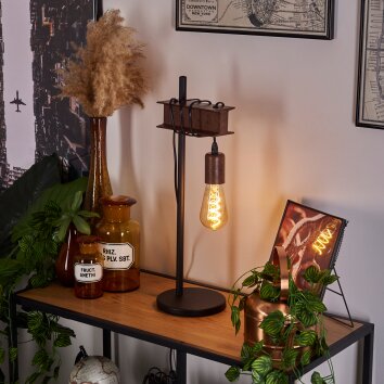 BARBENGO Table lamp rust-coloured, black, 1-light source