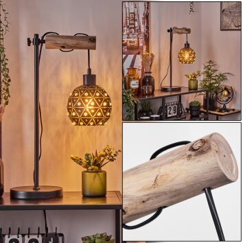 SUNASAU Table lamp Ecru, black, 1-light source