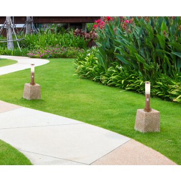 Globo BOSTON pedestal light Dark wood, 1-light source, Motion sensor