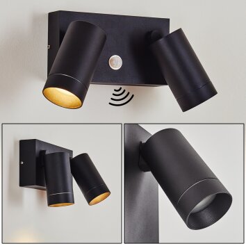 HAKAMKEN Outdoor Wall Light black, 2-light sources, Motion sensor