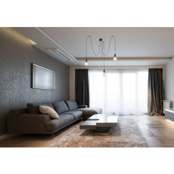 Globo OTTILIE Pendant Light dark brown, matt nickel, 3-light sources