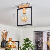 BERGO Ceiling Light Wood like finish, Ecru, black, 1-light source