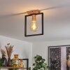 BERGO Ceiling Light Wood like finish, Ecru, black, 1-light source