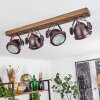HERFORD Ceiling Light Dark wood, rust-coloured, 4-light sources