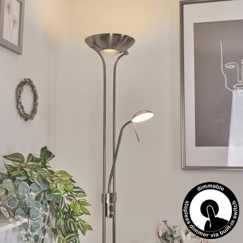 ROM Floor Lamp LED matt nickel, 2-light sources