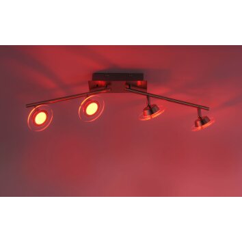 Leuchten Direkt LOLA-MIKE Ceiling Light LED stainless steel, 4-light sources, Remote control, Colour changer