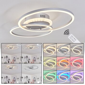 LITHGOW Ceiling Light LED silver, 2-light sources, Remote control, Colour changer