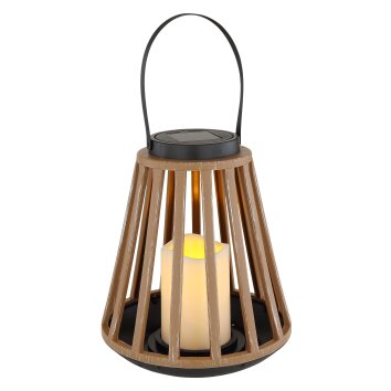 Globo solar light LED Wood like finish, black, 1-light source