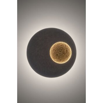 Holländer LUNA RUND GROß wall light LED brown, gold, black, 1-light source