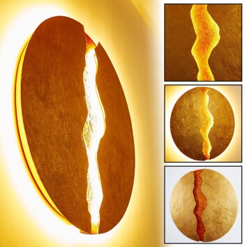 Holländer ERUPTION wall light LED gold, red, 1-light source