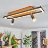 DEADWOOD Ceiling Light LED brown, chrome, Wood like finish, 3-light sources