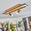 DEADWOOD Ceiling Light LED brown, chrome, Wood like finish, 3-light sources