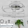 XENA Ceiling Light LED matt nickel, 1-light source, Remote control