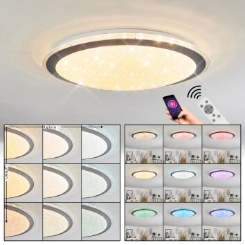 GORGONTA Ceiling Light LED white, 2-light sources, Remote control, Colour changer