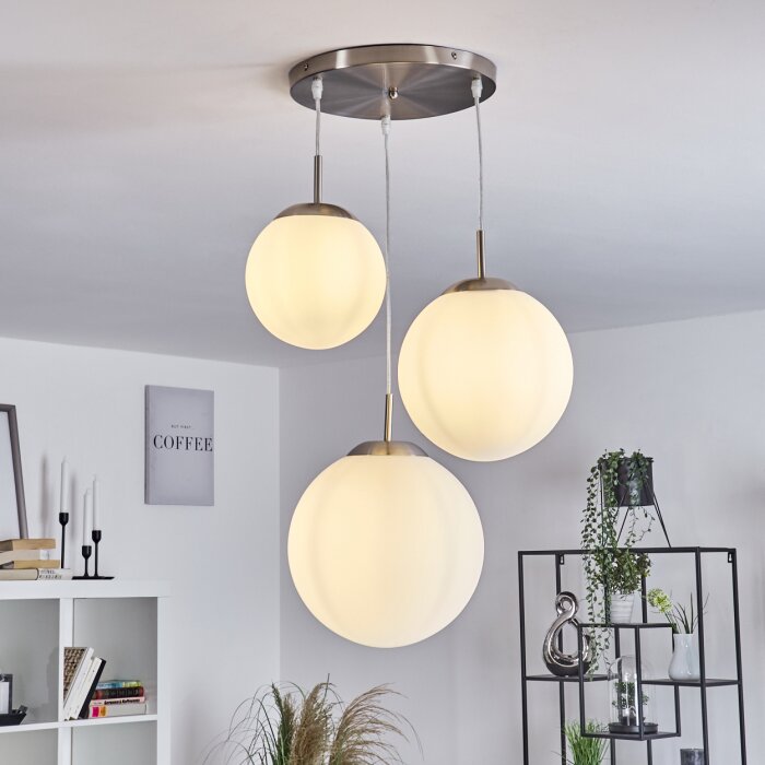 COCHUNA Pendant Light matt nickel, 3-light sources
