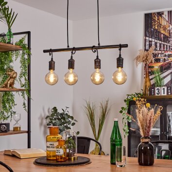 ERMATINGEN Pendant Light dark brown, matt nickel, 4-light sources