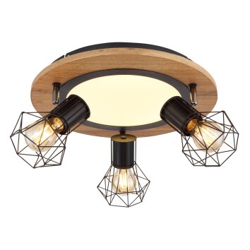 Globo PRISKA Ceiling Light Wood like finish, black, white, 4-light sources