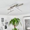 VEHKALA Ceiling Light LED chrome, matt nickel, 2-light sources, Remote control, Colour changer