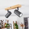 JAVEL Ceiling Light Wood like finish, black, 2-light sources