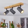 JAVEL Ceiling Light Wood like finish, black, 3-light sources