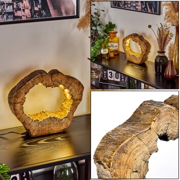 HASTEBODA Table lamp LED brown, Wood like finish, 1-light source