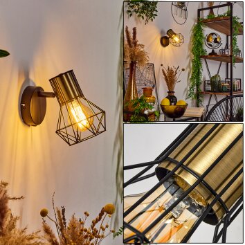 BARDHAMAN Wall Light brass, black, 1-light source