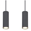 Globo ROBBY Pendant Light Wood like finish, black, 4-light sources