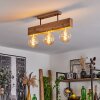 HEIMOLA Ceiling Light brown, Wood like finish, black, 3-light sources