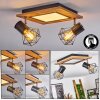 BARDHAMAN Ceiling Light LED chrome, Wood like finish, black, white, 3-light sources