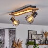 BARDHAMAN Ceiling Light LED chrome, Wood like finish, black, white, 3-light sources