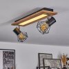 BARDHAMAN Ceiling Light LED chrome, Wood like finish, black, white, 3-light sources