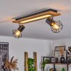 BARDHAMAN Ceiling Light LED chrome, Wood like finish, black, white, 3-light sources