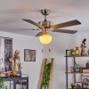 APIAO ceiling fan brown, Wood like finish, silver, 1-light source
