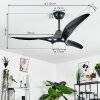 MALLOA ceiling fan LED black, 1-light source, Remote control