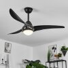 MALLOA ceiling fan LED black, 1-light source, Remote control
