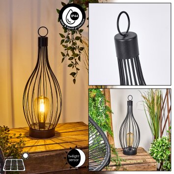 QUILLAGUA Solar table lamp LED black, 1-light source