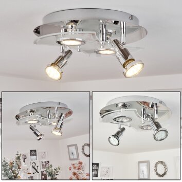 MORGES Ceiling Light LED chrome, white, 4-light sources