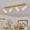 JAVEL Ceiling Light brown, chrome, Wood like finish, 4-light sources