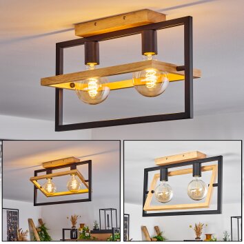 Espenel Ceiling Light Light wood, black, 2-light sources