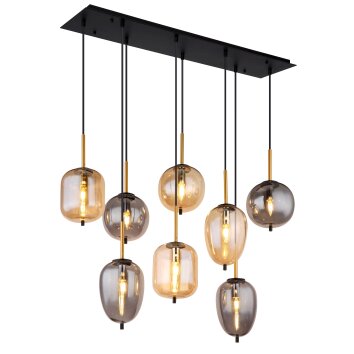 Globo BLACKY Pendant Light brass, black, 8-light sources