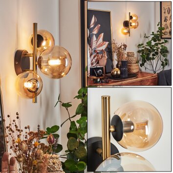 Chehalis Wall Light LED brass, black, 3-light sources