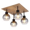 Globo MOITAS Ceiling Light Wood like finish, black, 4-light sources