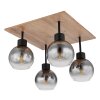 Globo MOITAS Ceiling Light Wood like finish, black, 4-light sources