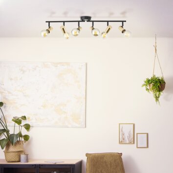 Brilliant Kerry Ceiling Light gold, black, 6-light sources